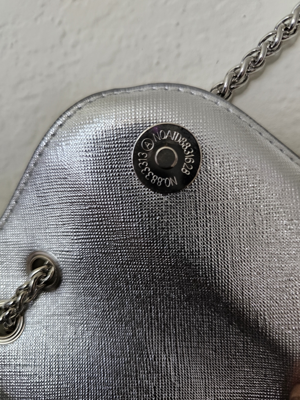 Rhinestone Embellished Silver Evening Clutch with Chain - Picture 4 of 11